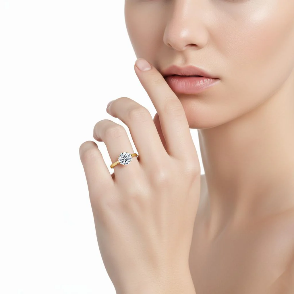 Round Solitaire Cathedral Engagement Ring - Image 4