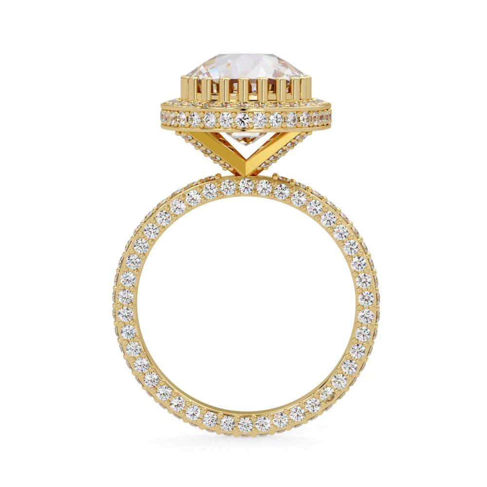 Elongated Cushion Halo With 3 side Micropave Shank Engagement ring - Image 5