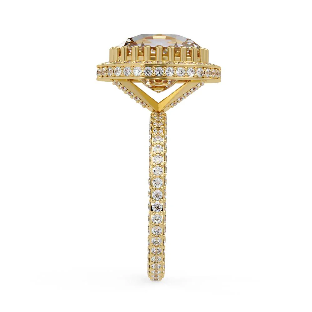 Elongated Cushion Halo With 3 side Micropave Shank Engagement ring - Image 7