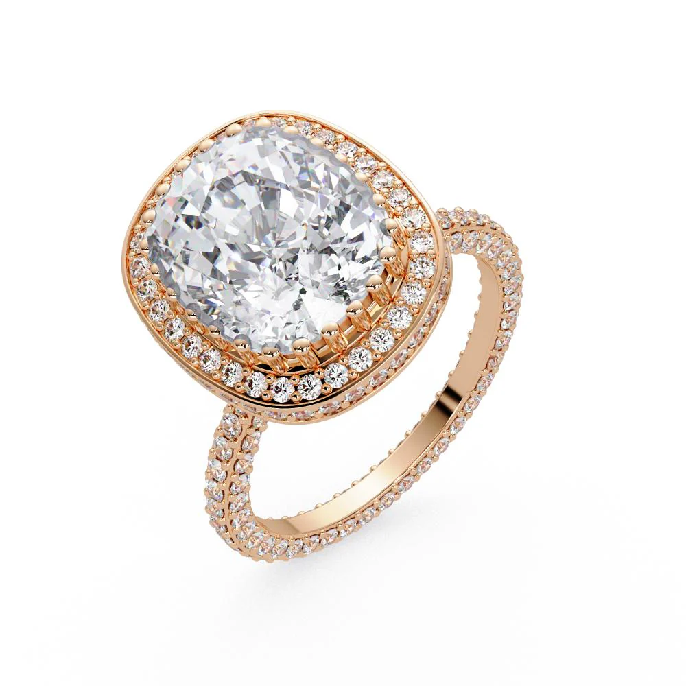 Elongated Cushion Halo With 3 side Micropave Shank Engagement ring - Image 8