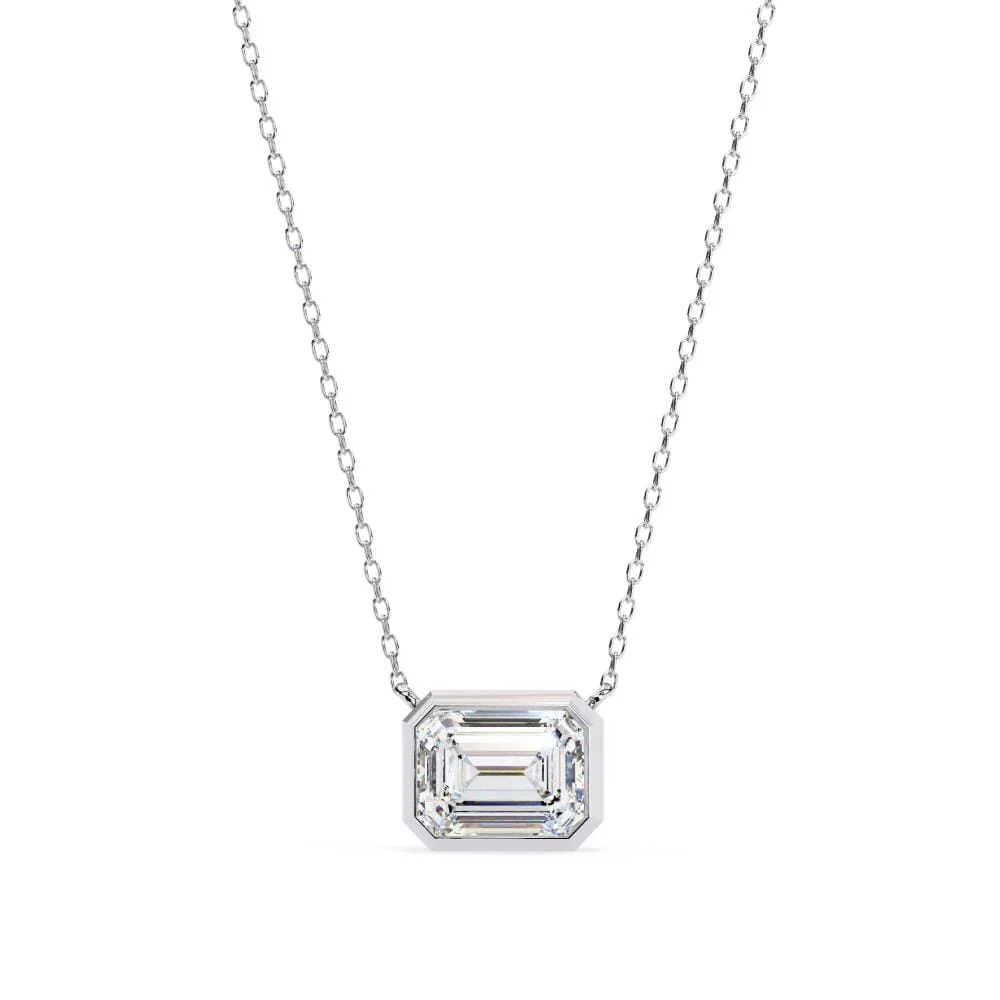 Emerald Bezel Set Pendant with Chain - Image 3