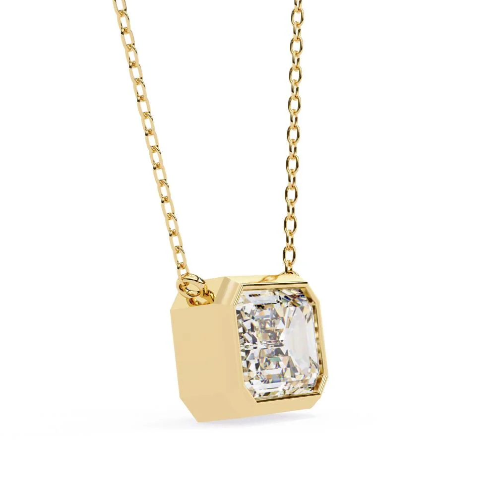 Emerald Bezel Set Pendant with Chain - Image 6