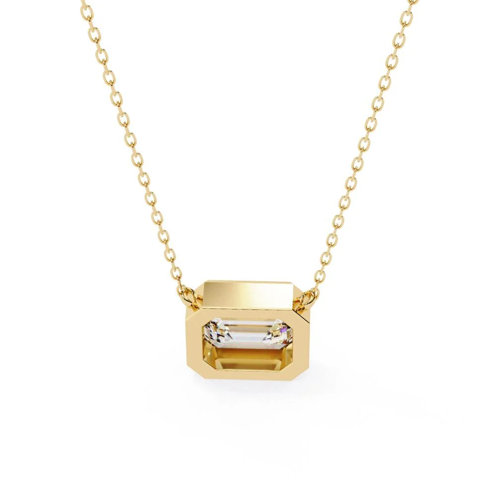 Emerald Bezel Set Pendant with Chain - Image 7