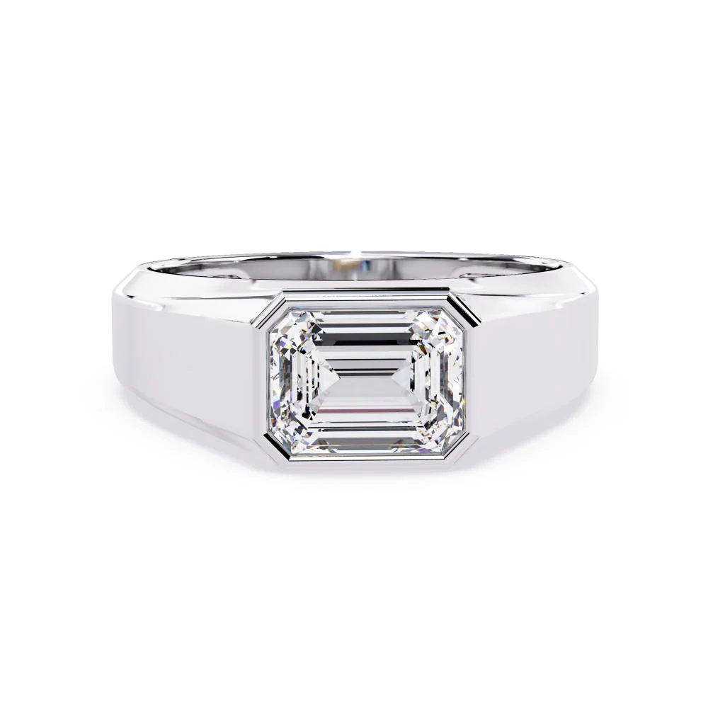Emerald Bezel Set Wedding Band - Image 3