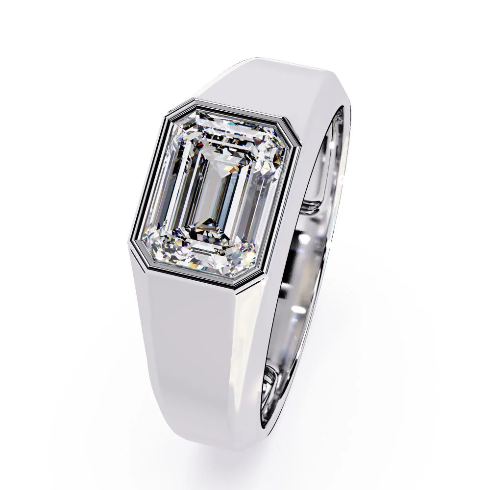 Emerald Bezel Set Wedding Band - Image 8