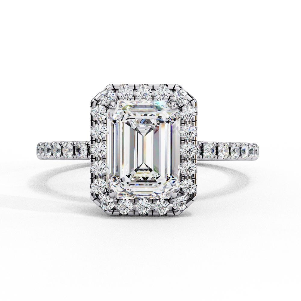 Emerald Halo with Pave Engagement ring - Image 3