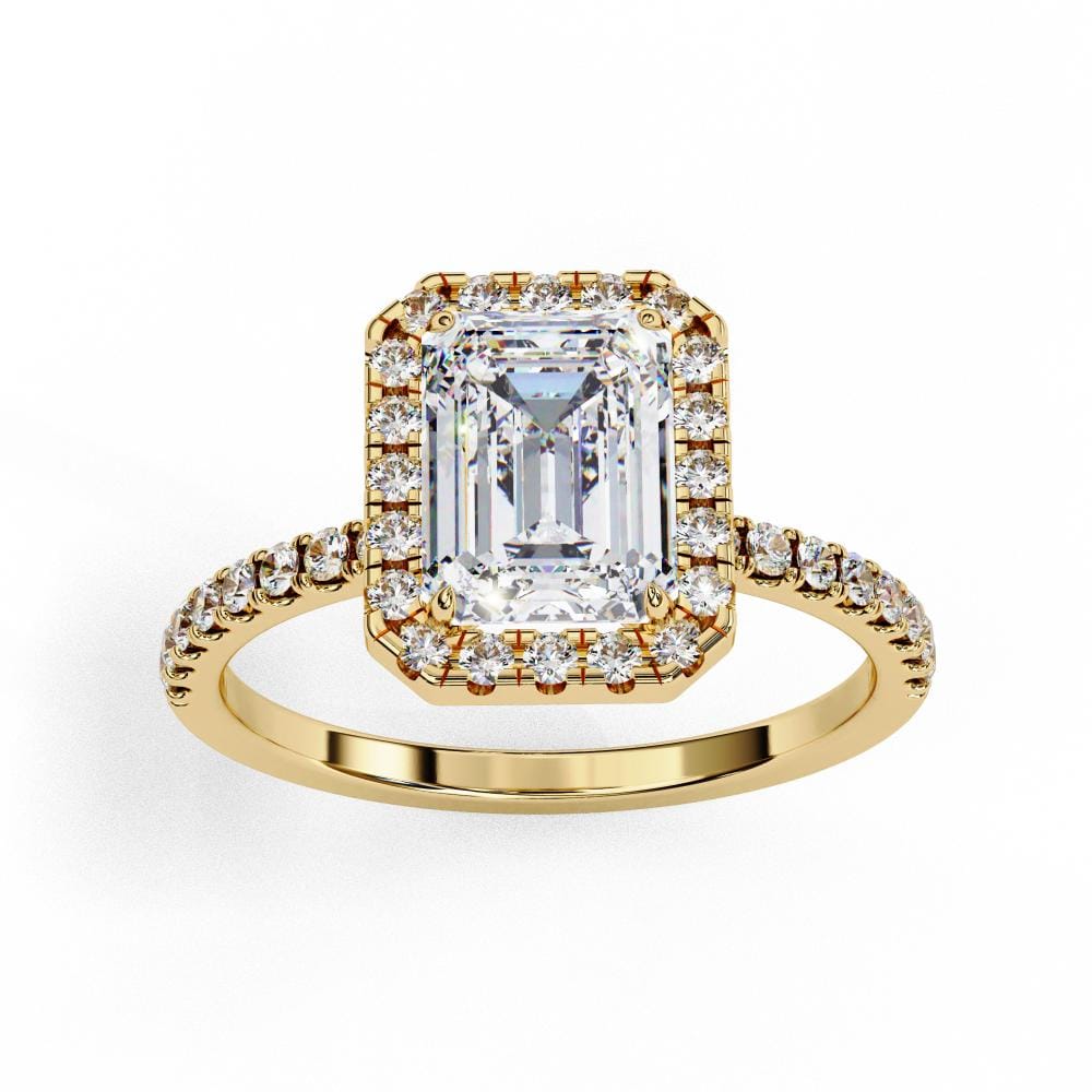 Emerald Halo with Pave Engagement ring - Image 5
