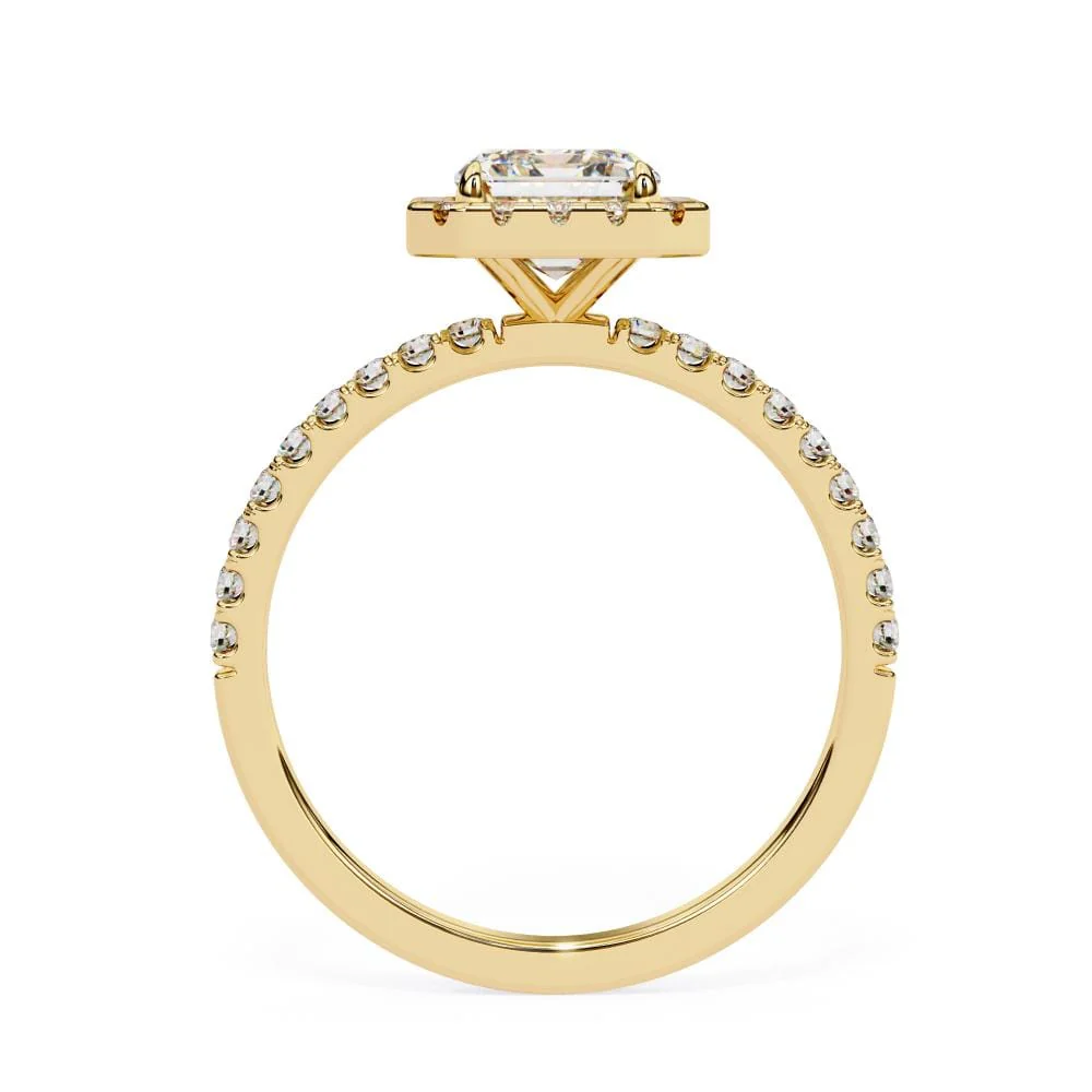 Emerald Halo with Pave Engagement ring - Image 6