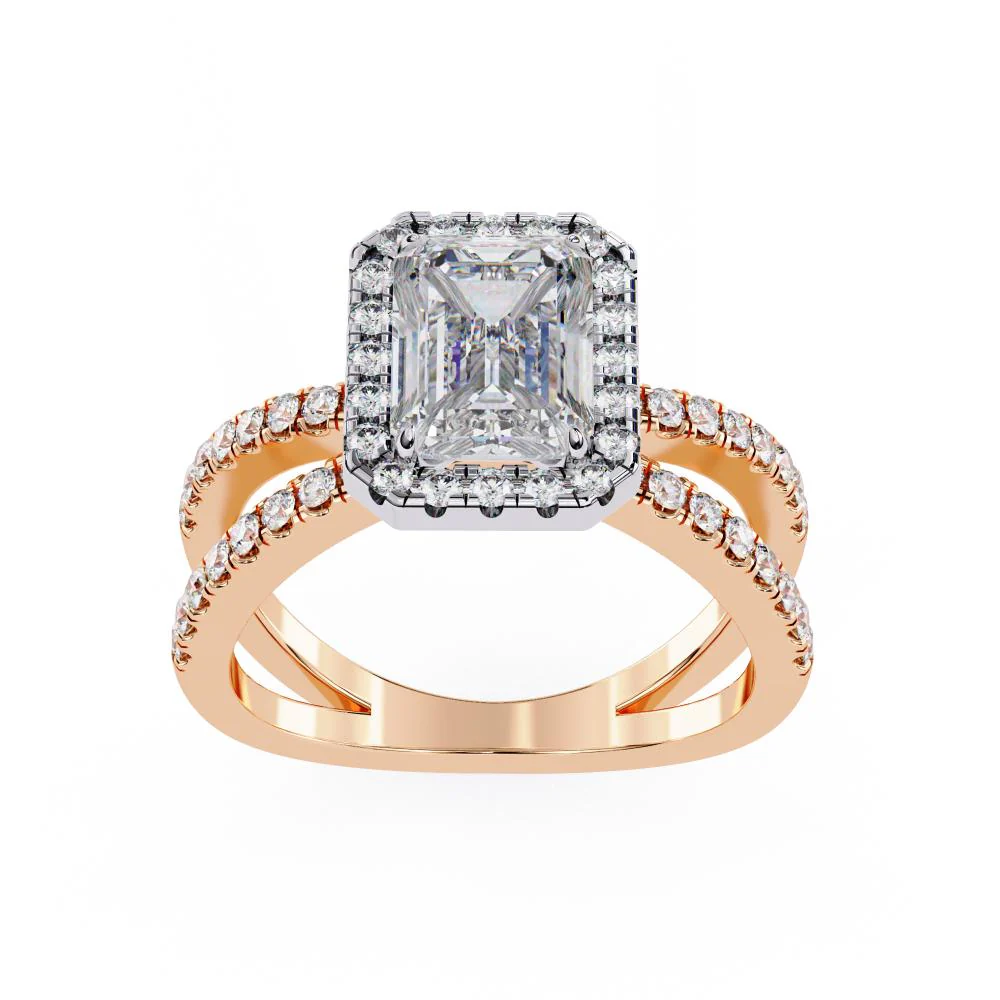 Emerald Halo with Split Shank Engagement Ring - Image 8