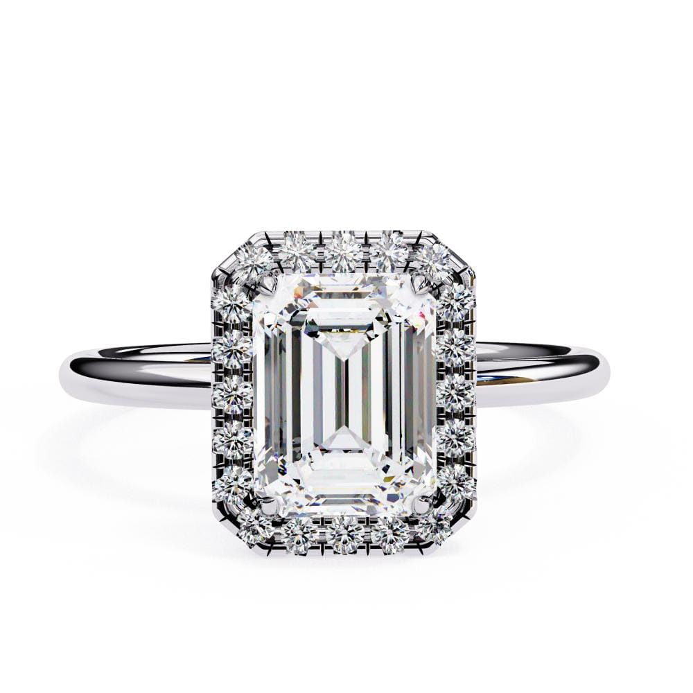 Emerald Solitaire with Halo Engagement ring - Image 3