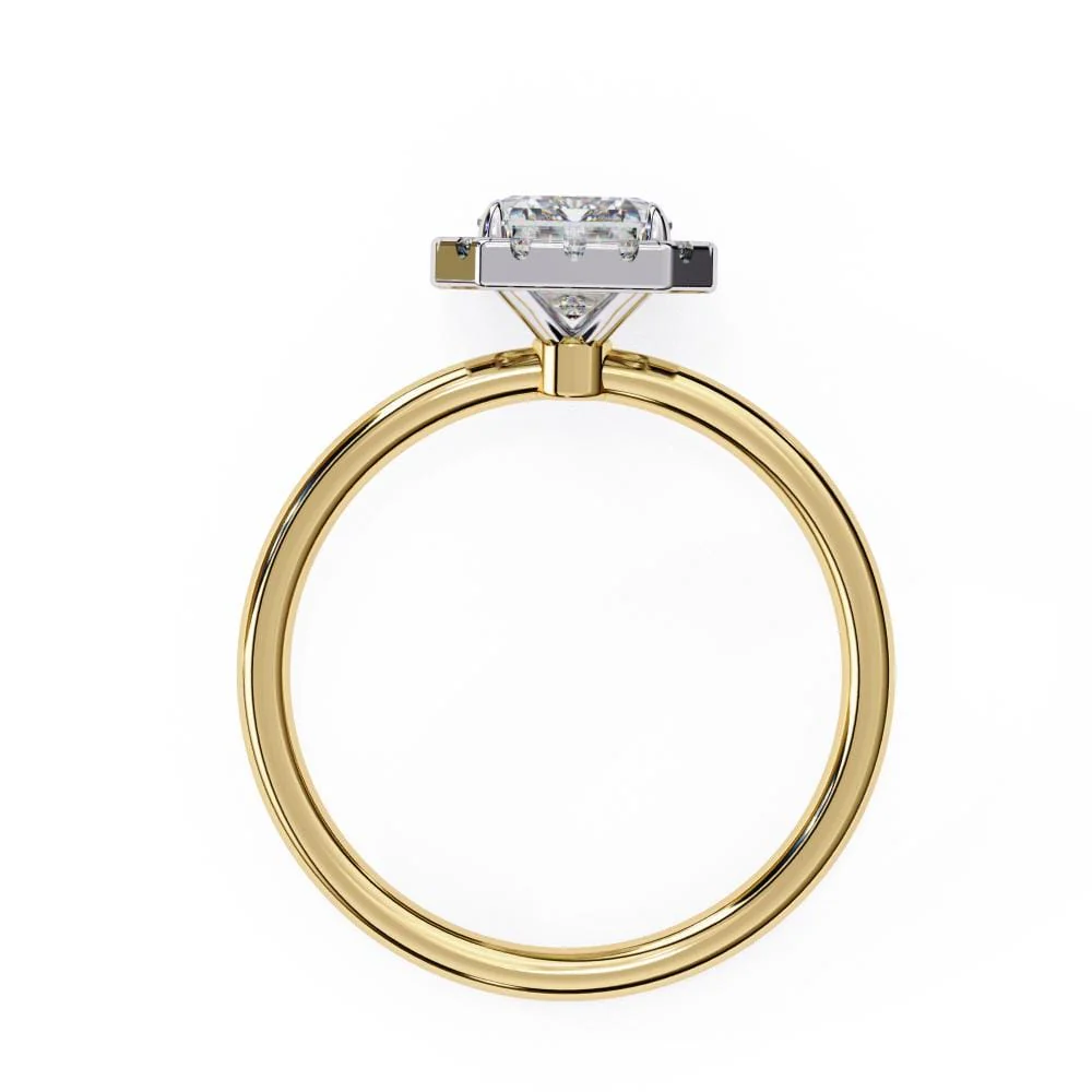 Emerald Solitaire with Halo Engagement ring - Image 6