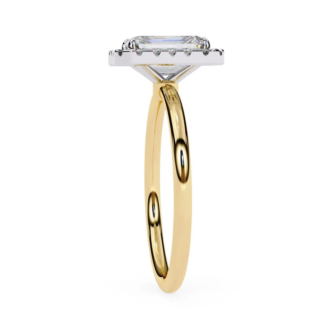 Emerald Solitaire with Halo Engagement ring - Image 7