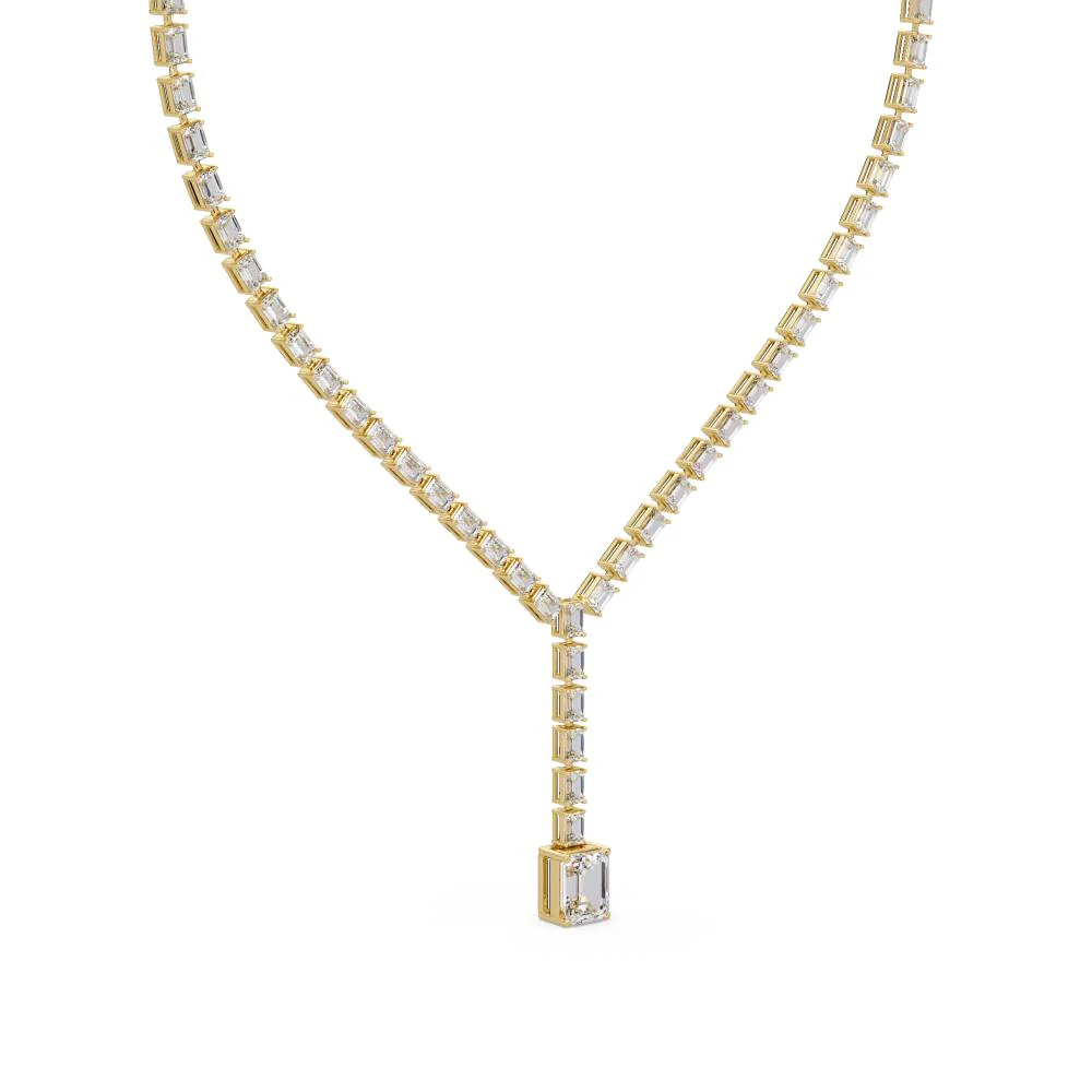 Emerald Dangling Tennis Moissanite Diamond Necklace - Image 5