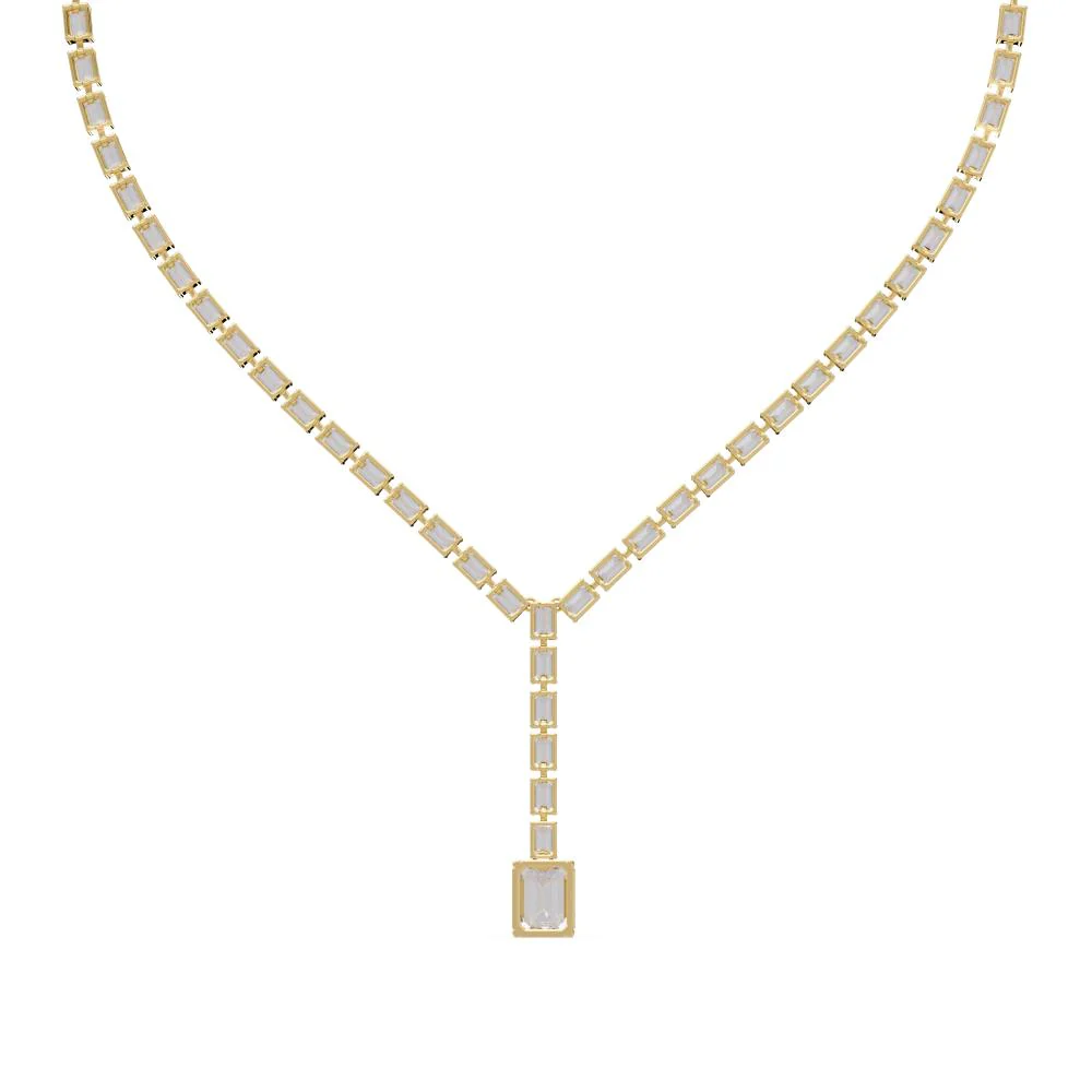 Emerald Dangling Tennis Moissanite Diamond Necklace - Image 7
