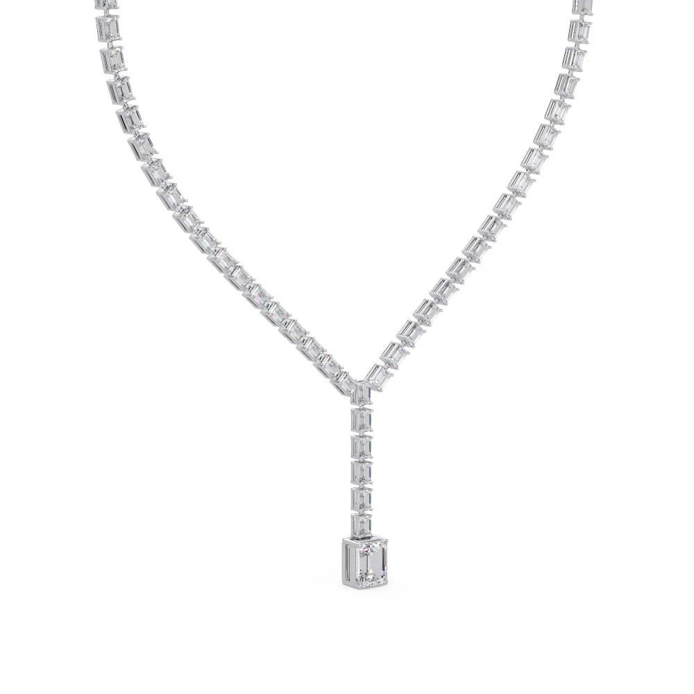 Emerald Dangling Tennis Moissanite Diamond Necklace - Image 8