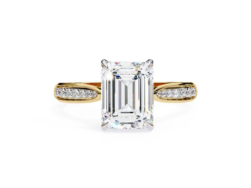 Emerald Hidden Accent with Pointer Band Engagement Ring