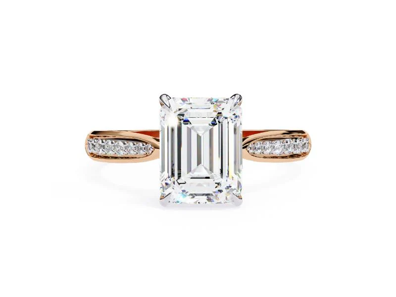 Emerald Hidden Accent with Pointer Band Engagement Ring - Image 2