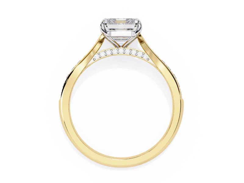 Emerald Hidden Accent with Pointer Band Engagement Ring - Image 6
