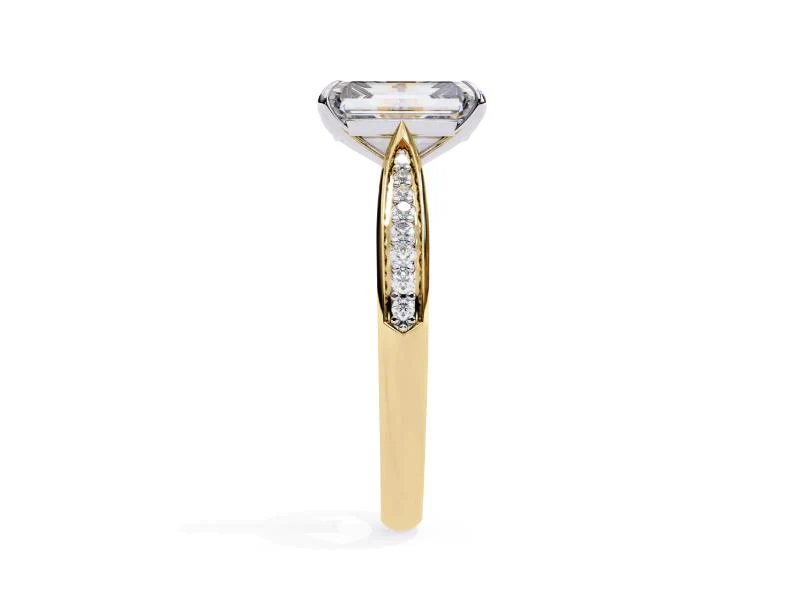 Emerald Hidden Accent with Pointer Band Engagement Ring - Image 7