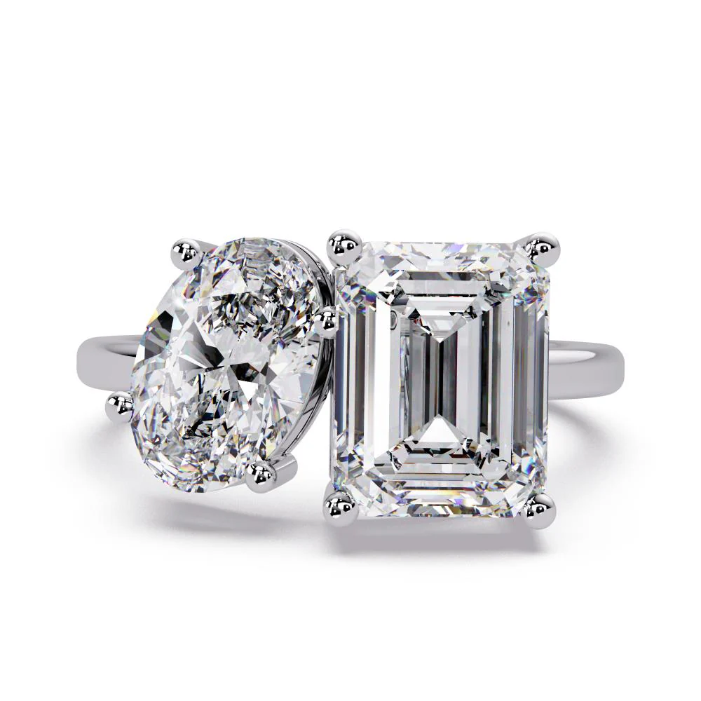 Emerald & Oval Toi Et Moi Engagement ring - Image 3