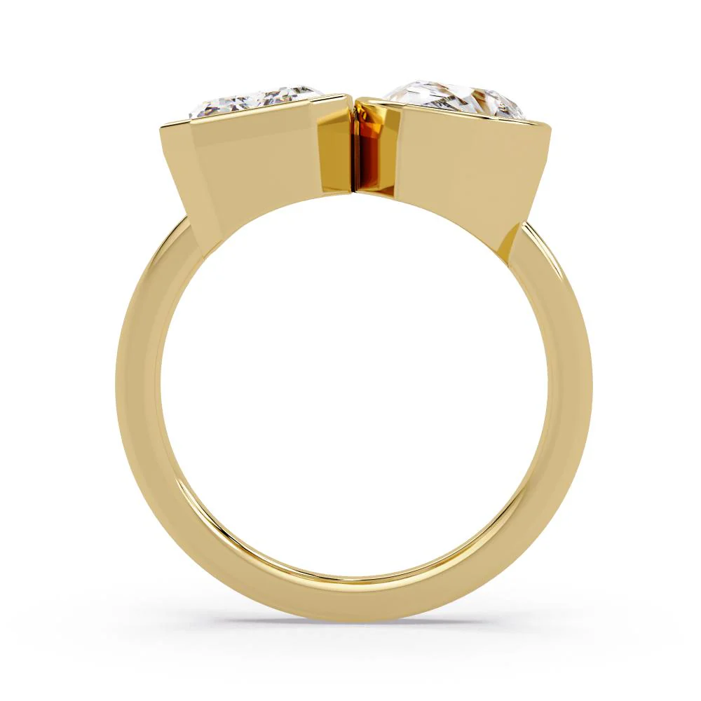 Emerald & Pear Bezel Set Toi Et Moi Engagement ring - Image 6