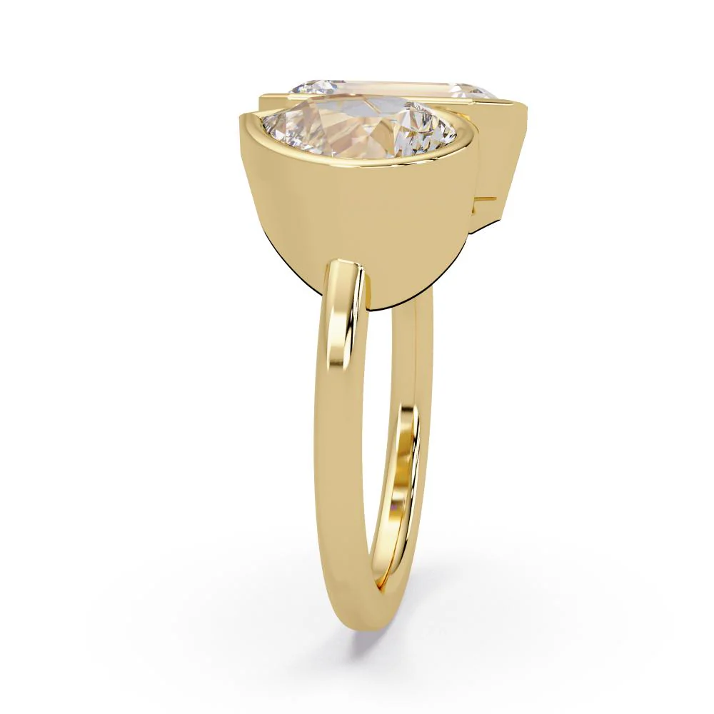 Emerald & Pear Bezel Set Toi Et Moi Engagement ring - Image 7