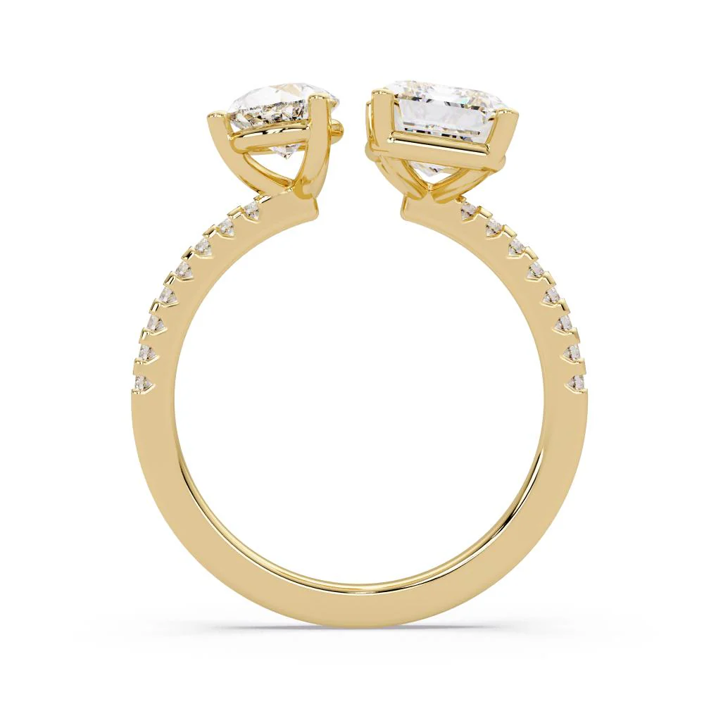 Emerald & Pear With Pave Toi Et Moi Engagement Ring - Image 6