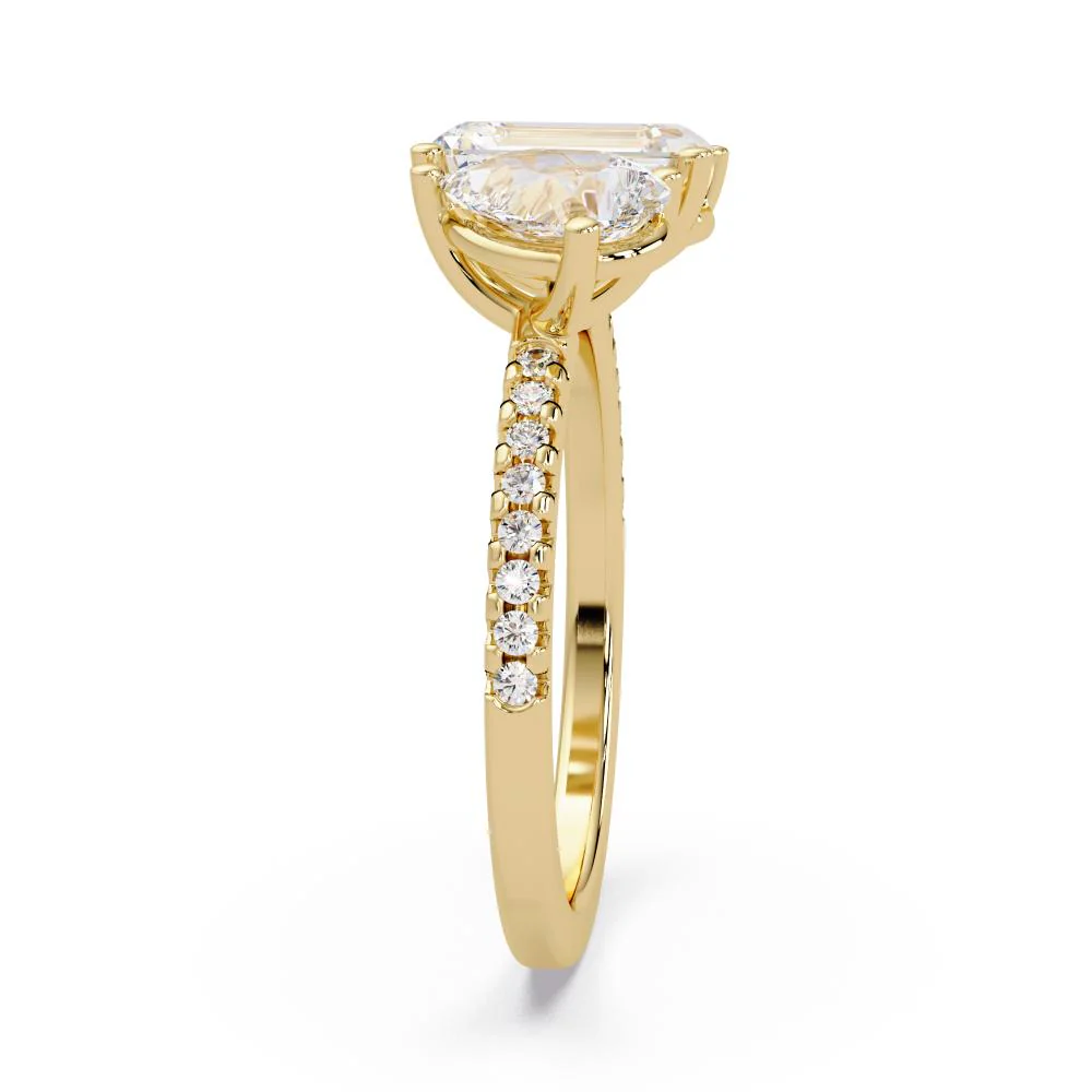 Emerald & Pear With Pave Toi Et Moi Engagement Ring - Image 7