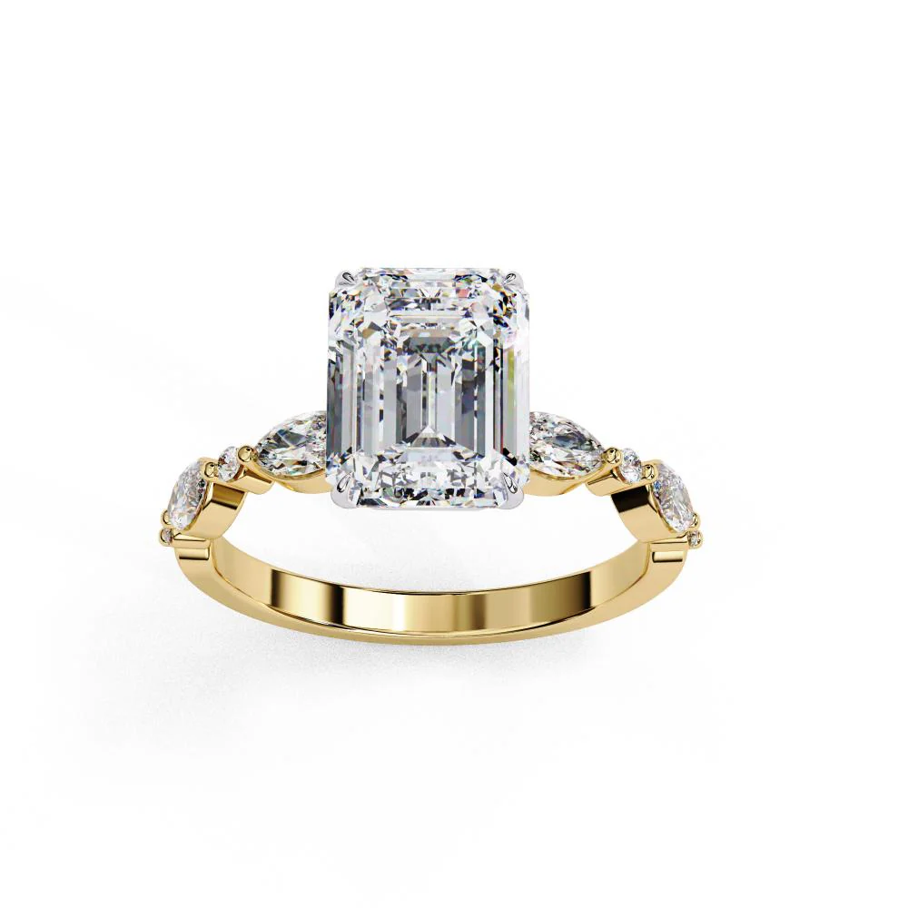 Emerald Solitaire With Accent Engagement Ring - Image 5