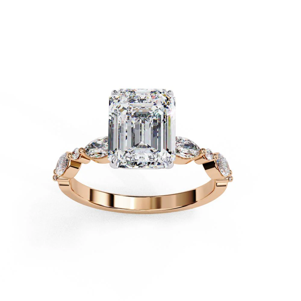 Emerald Solitaire With Accent Engagement Ring - Image 8