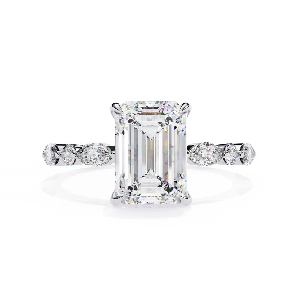 Emerald Solitaire with Full Eternity Engagement Ring - Image 3