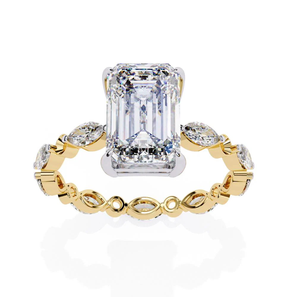 Emerald Solitaire with Full Eternity Engagement Ring - Image 5
