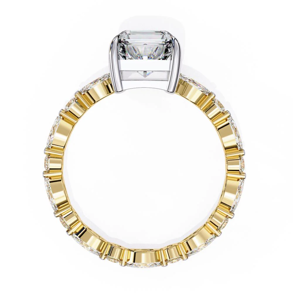 Emerald Solitaire with Full Eternity Engagement Ring - Image 6