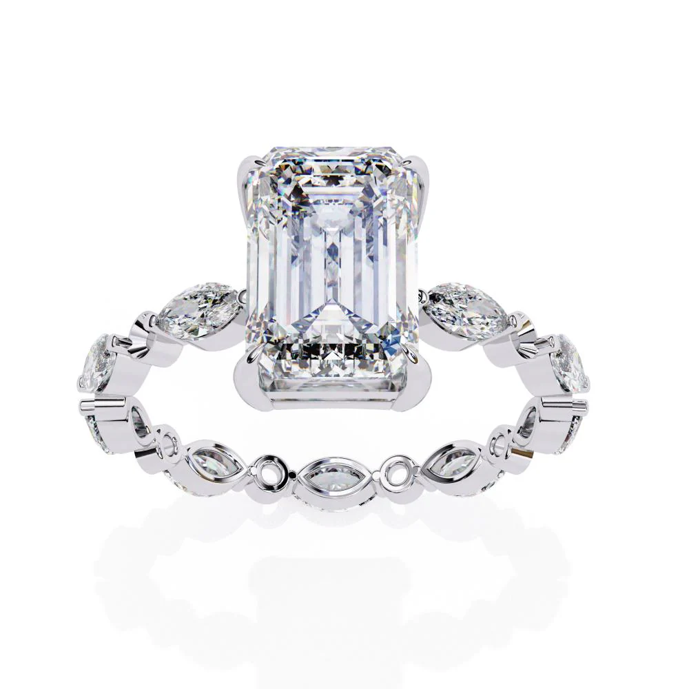 Emerald Solitaire with Full Eternity Engagement Ring - Image 8