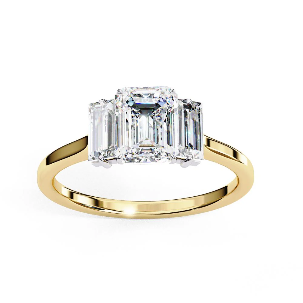 Emerald Three Stone with Cathedral Engagement Ring - Image 5