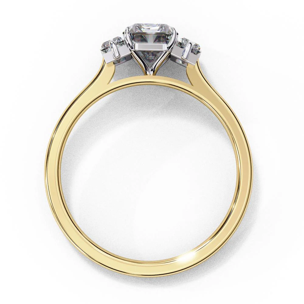Emerald Three Stone with Cathedral Engagement Ring - Image 6