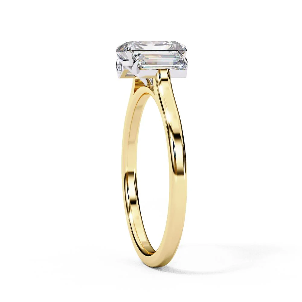 Emerald Three Stone with Cathedral Engagement Ring - Image 7