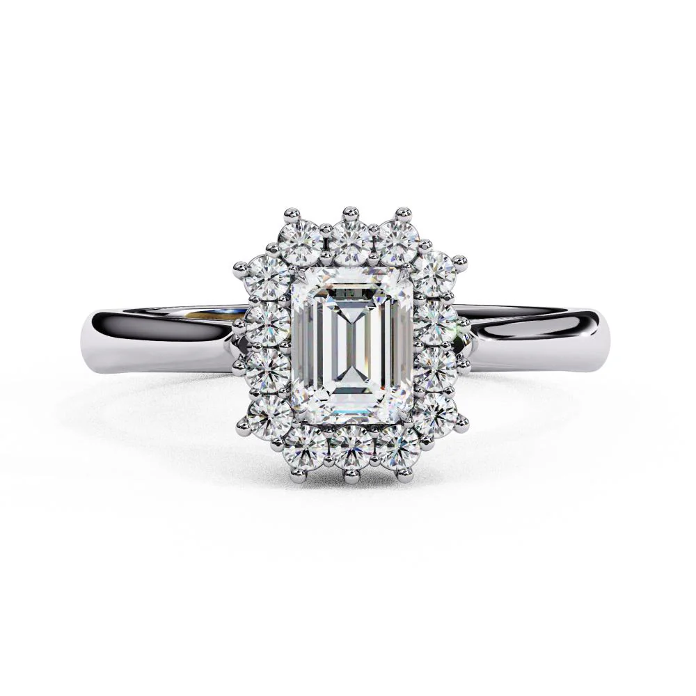 Emerald Vintage Halo Engagement Ring - Image 3