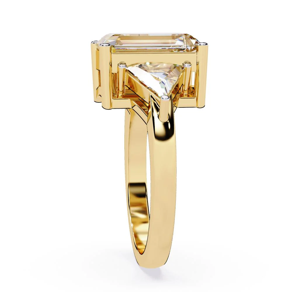 Emerald  With Triangle Three Stone Engagement Ring - Image 6