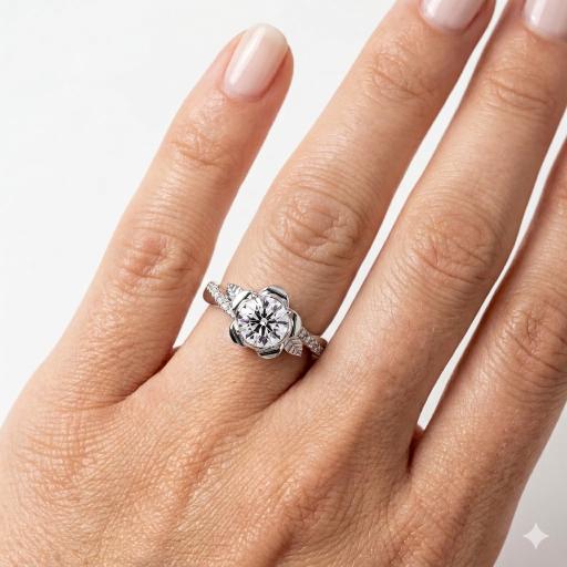 Flower shaped Engagement Ring - Image 4