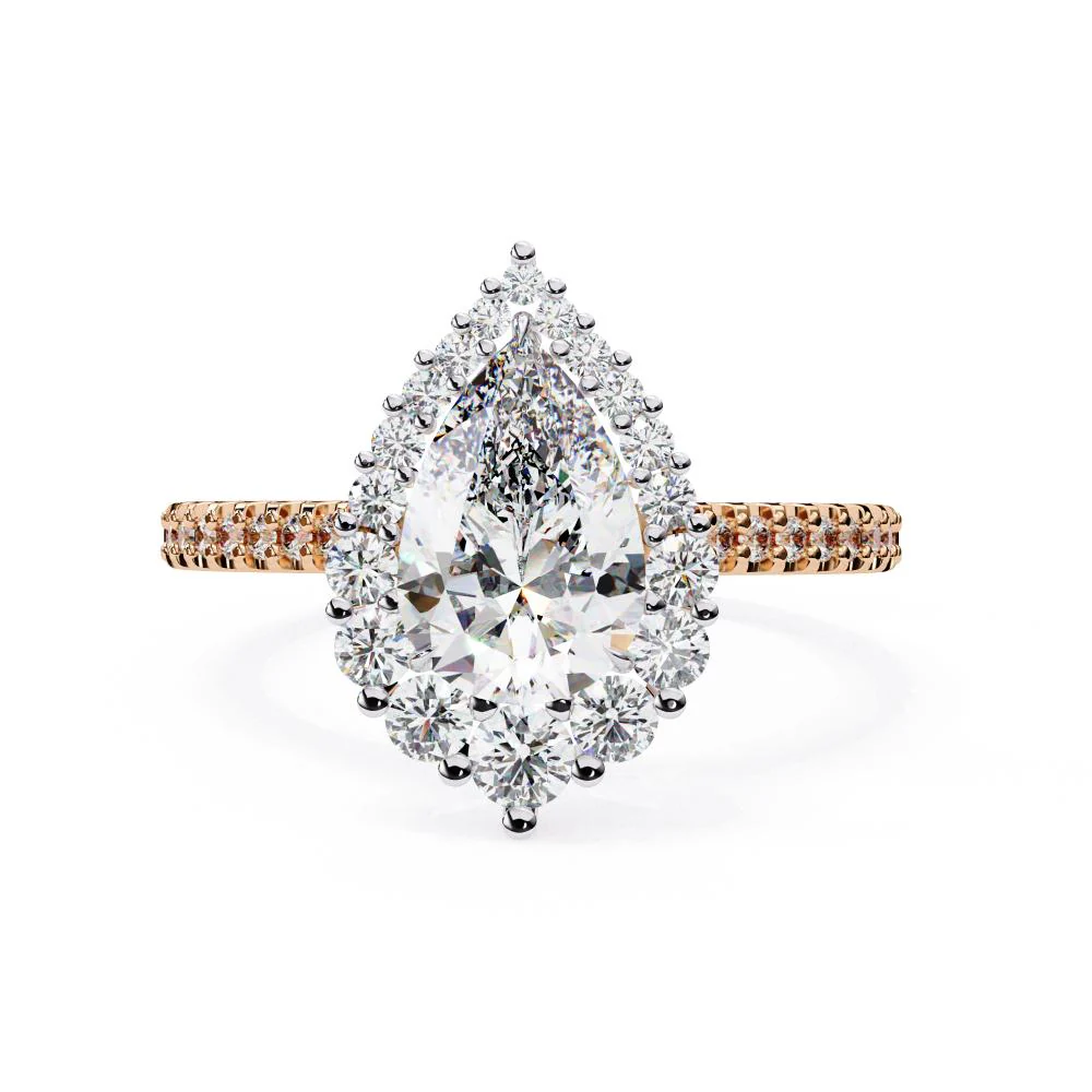 Pear Halo With French Pave Engagement Ring - Image 2