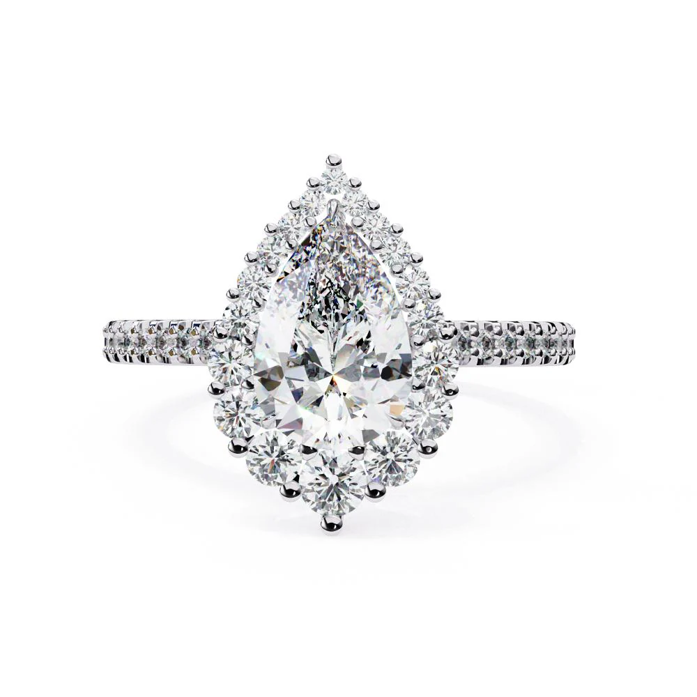 Pear Halo With French Pave Engagement Ring - Image 3