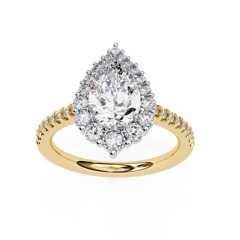 Pear Halo With French Pave Engagement Ring - Image 5