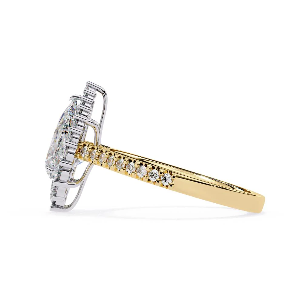 Pear Halo With French Pave Engagement Ring - Image 6