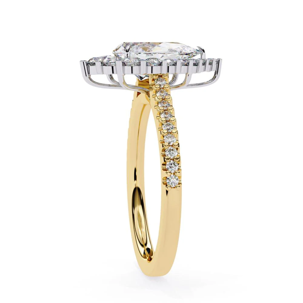 Pear Halo With French Pave Engagement Ring - Image 7