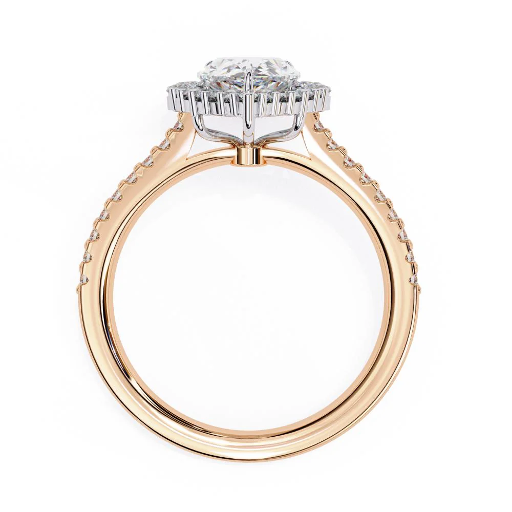 Pear Halo With French Pave Engagement Ring - Image 8
