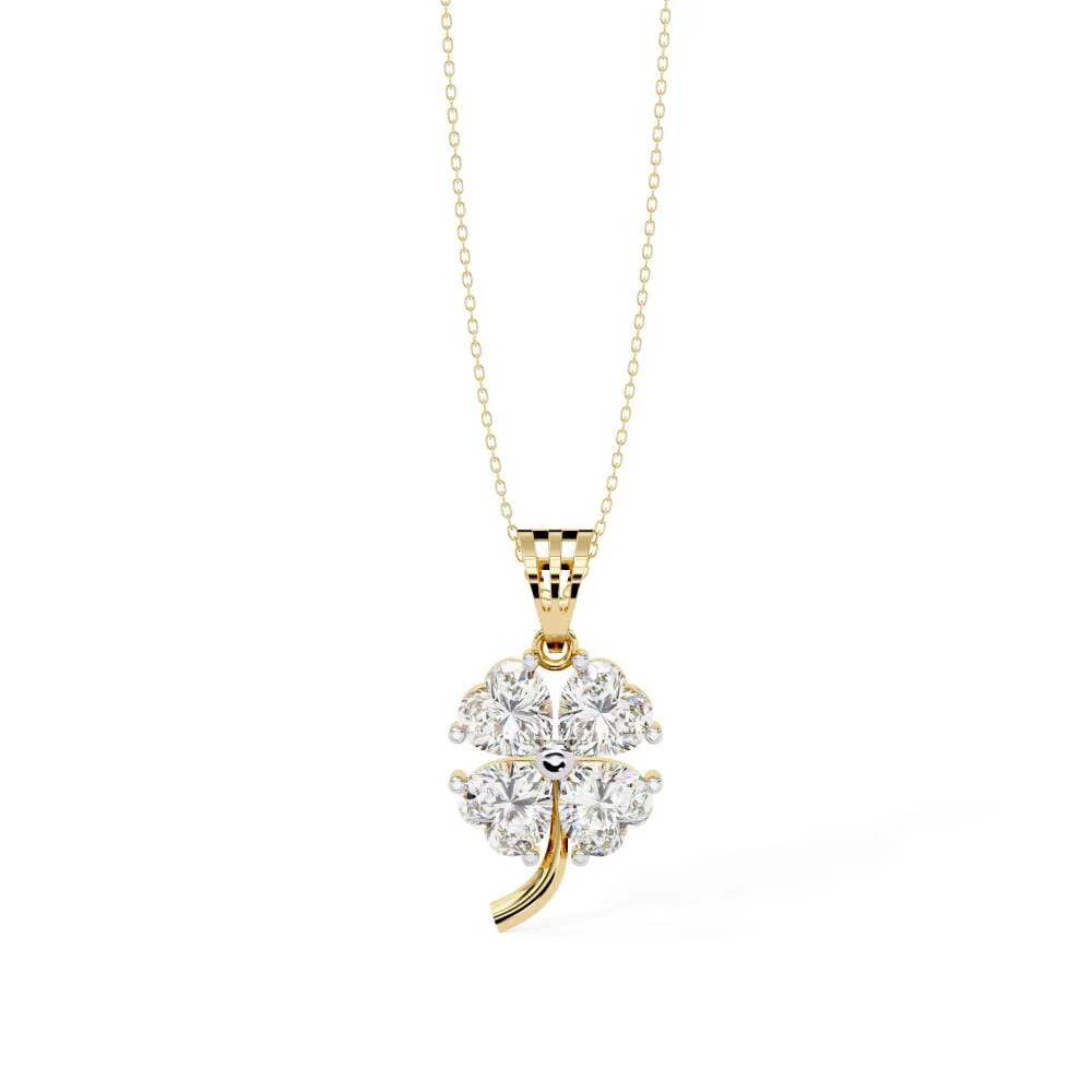 Heart Flower Shape Pendant With Chain