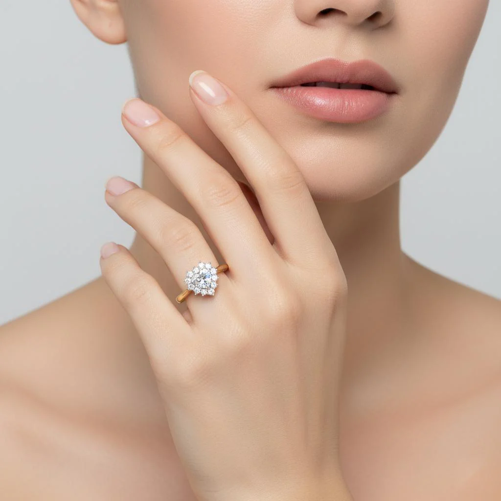 Heart Vintage Halo Engagement Ring - Image 4