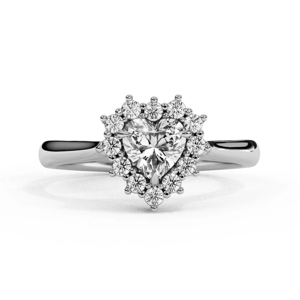 Heart Vintage Halo Engagement Ring - Image 7