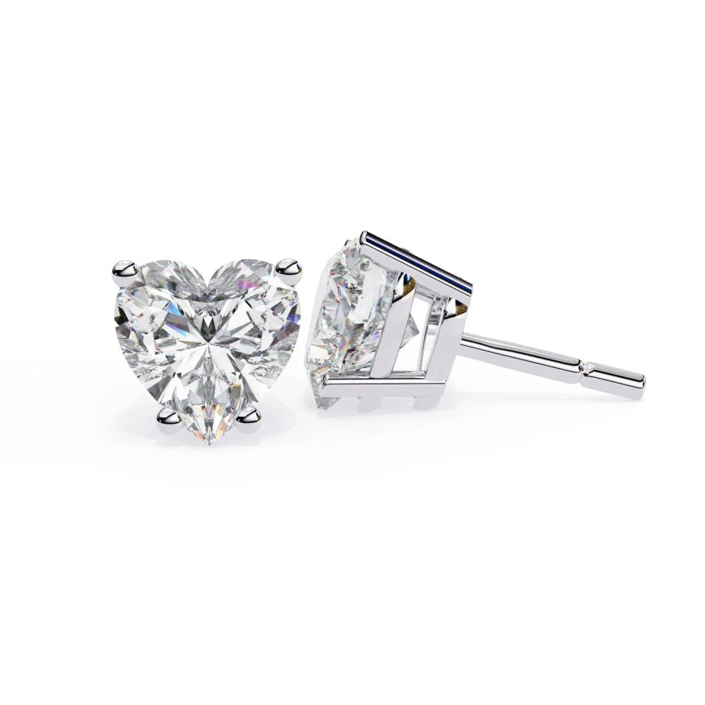 Heart Solitaire Stud Earrings - Image 3